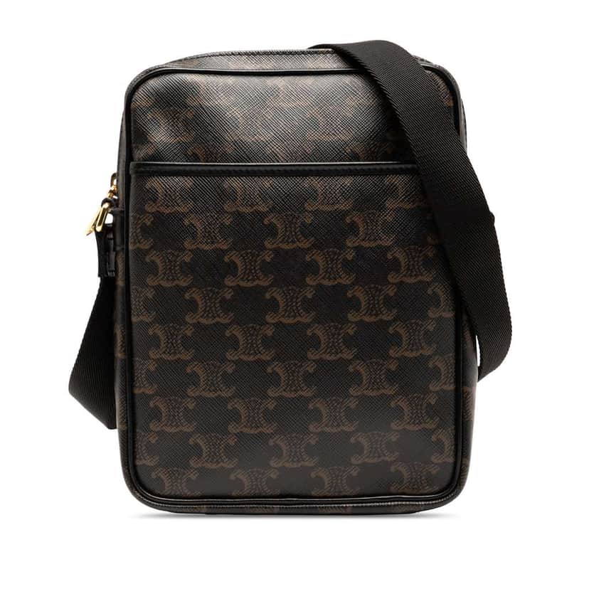 Celine Triomphe Coated Canvas Vertical Crossbody Brown Canvas Very good condition - Front View