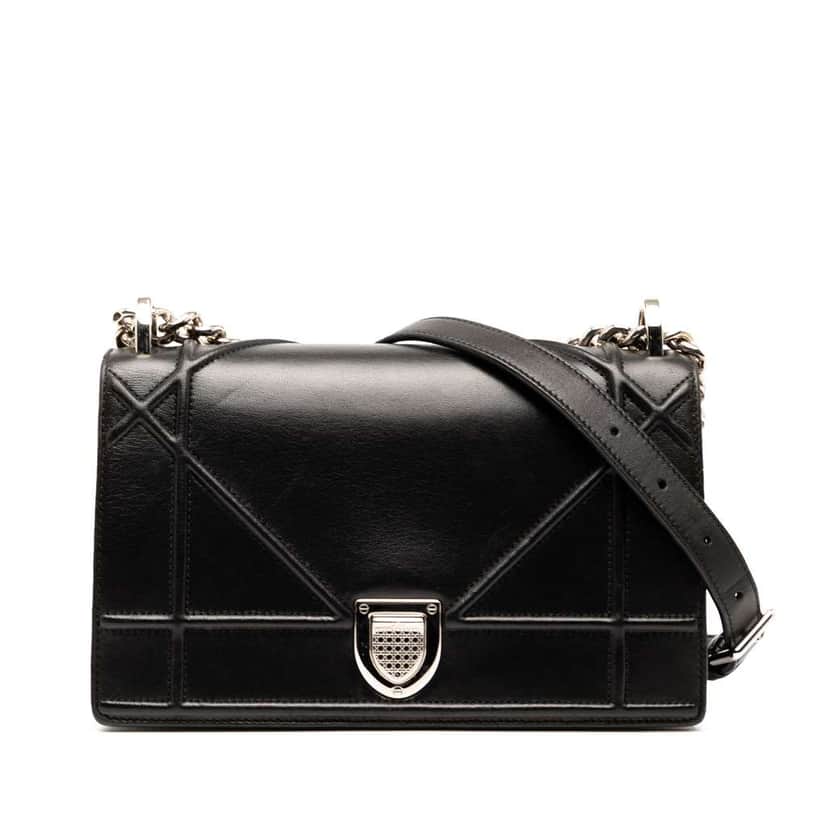 Dior Small Lambskin Diorama Flap Black Leather Good condition - Front View