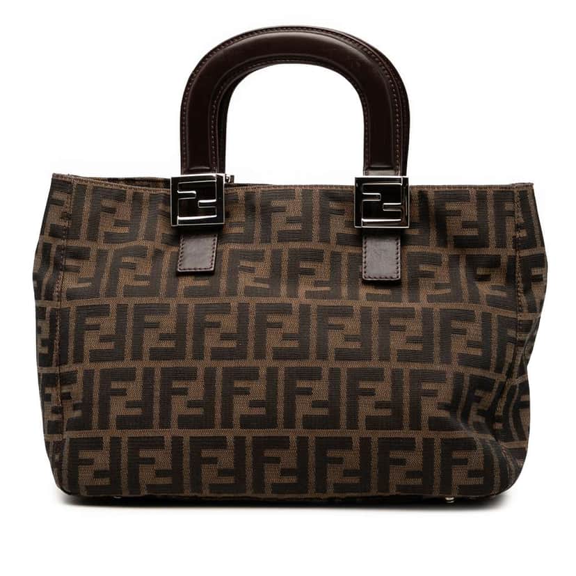 Fendi Small Zucca Canvas Twins Tote Brown Canvas Good condition - Front View