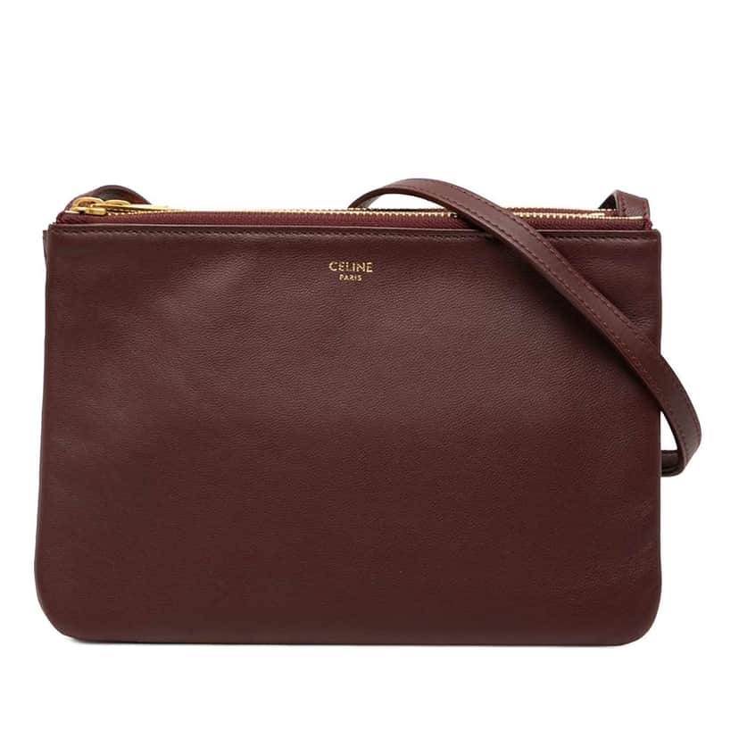 Celine Small Lambskin Trio Crossbody Red Leather Good condition - Front View