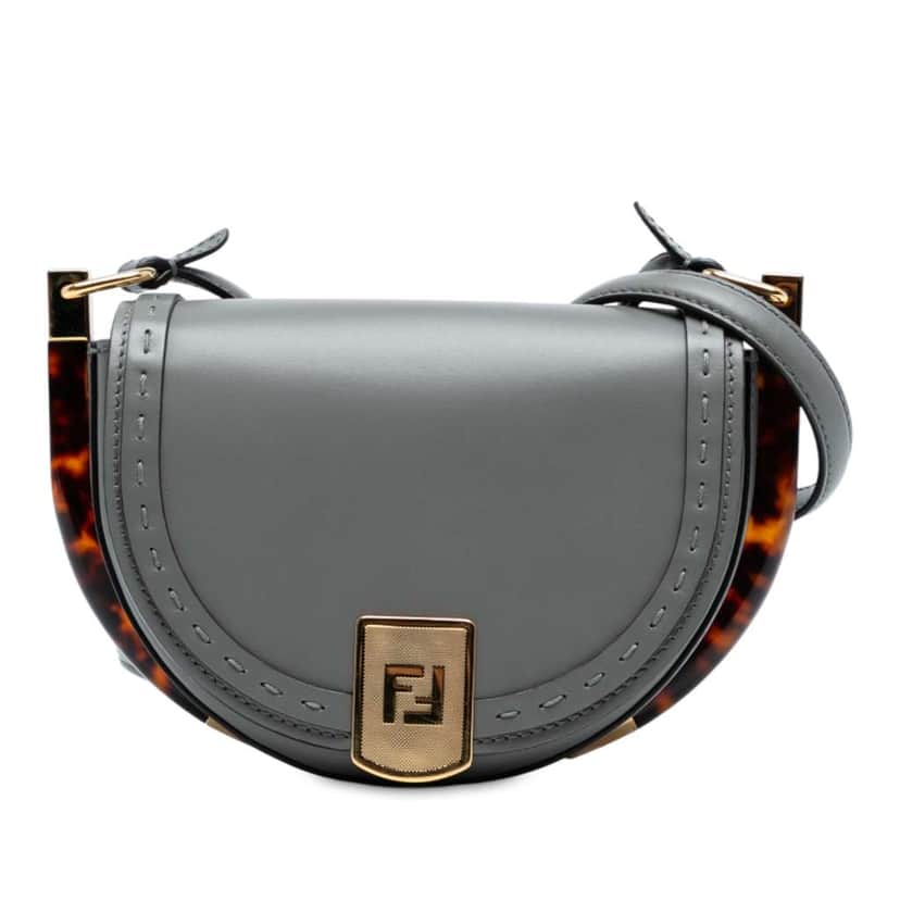 Fendi Leather Moonlight Crossbody Grey Leather Very good condition - Front View