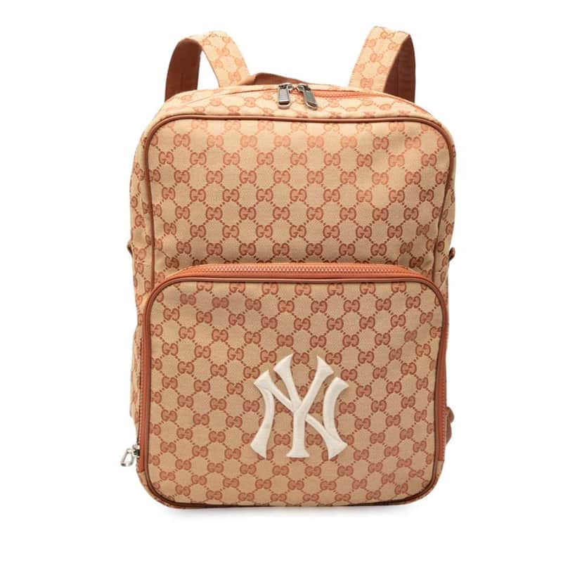 Gucci GG Canvas NY Yankees Backpack Brown Canvas Good condition - Front View