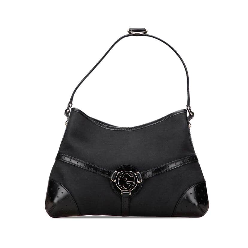 Gucci Canvas Reins Hobo Black Canvas Good condition - Front View