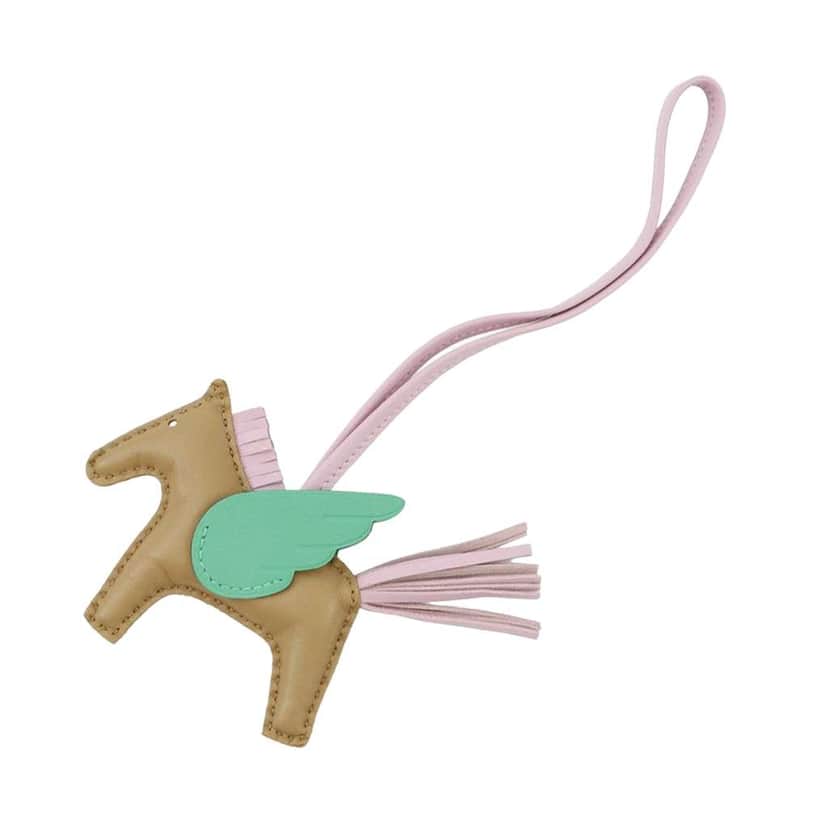 Hermès Milo Lambskin and Swift Rodeo Pegase Bag Charm PM Brown Leather Good condition - Front View