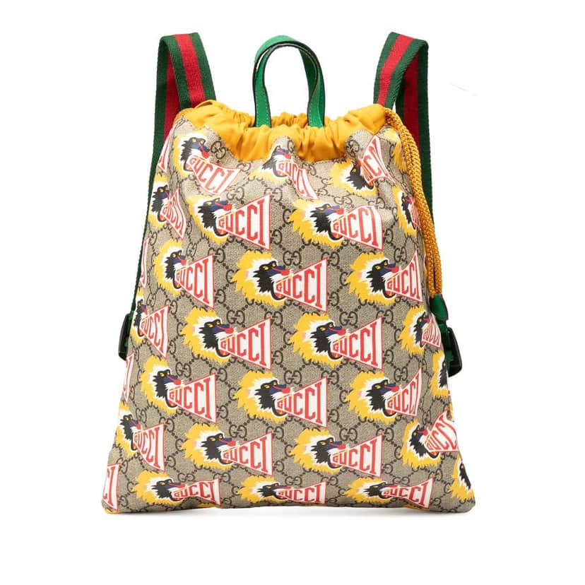 Gucci Childrens GG Supreme Baboon Backpack Brown Canvas Good condition - Front View