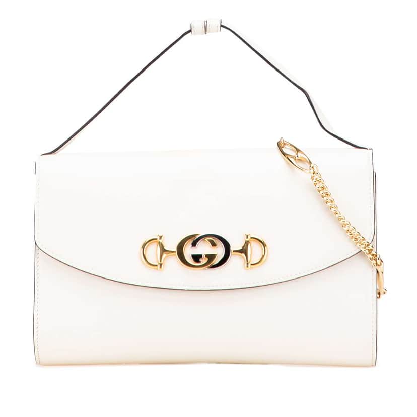 Gucci Small Leather Zumi Satchel White Leather Good condition - Front View