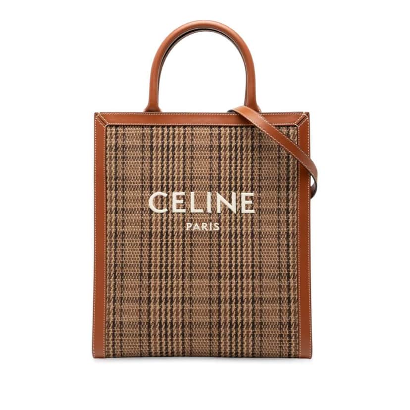 Celine Small Canvas Vertical Cabas Satchel Brown Canvas Good condition - Front View