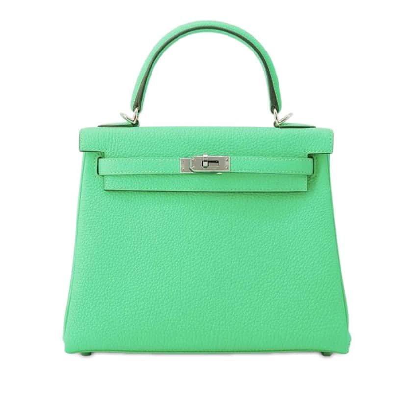 Hermès Togo Kelly II Retourne 25 Green Leather Good condition - Front View