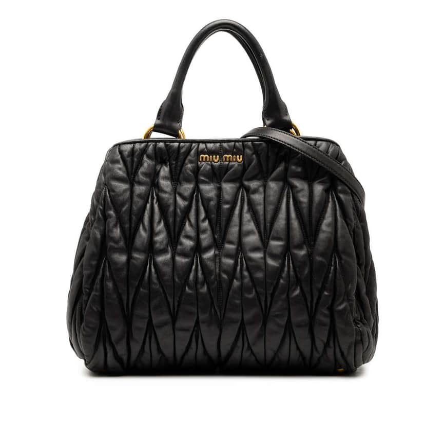 Miu Miu Matelasse Nappa Satchel Black Leather Good condition - Front View