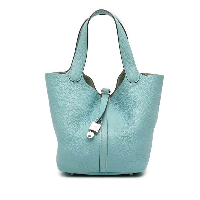 Hermès Clemence Picotin Lock 22 Blue Leather Fair condition - Front View