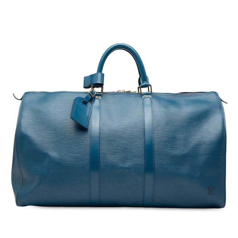 Louis Vuitton Epi Keepall 50 Blue Leather Good condition - Front View