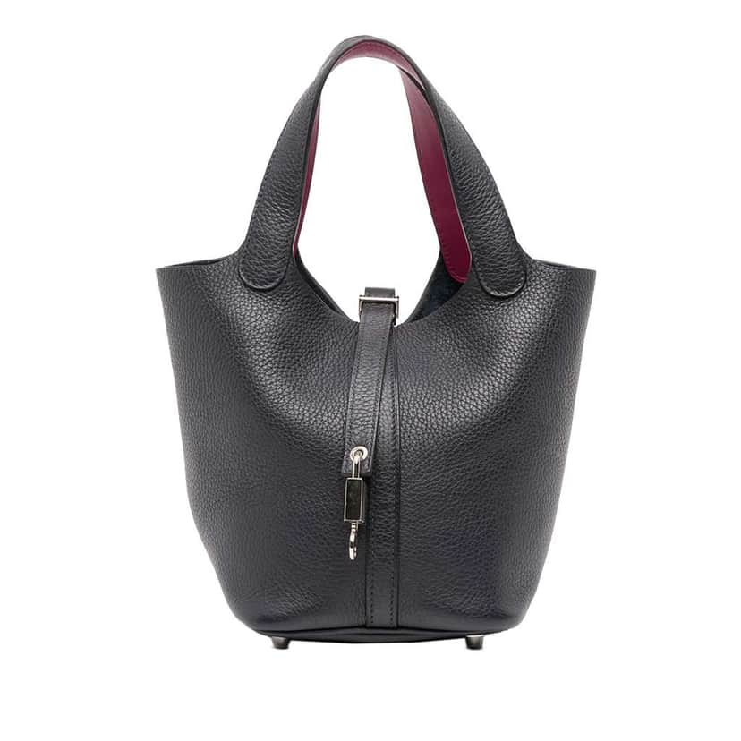 Hermès Clemence and Swift Picotin Lock 18 Eclat Blue Leather Good condition - Front View