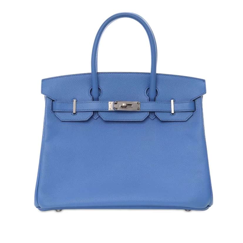 Hermès Epsom Birkin Retourne 30 Blue Leather Good condition - Front View
