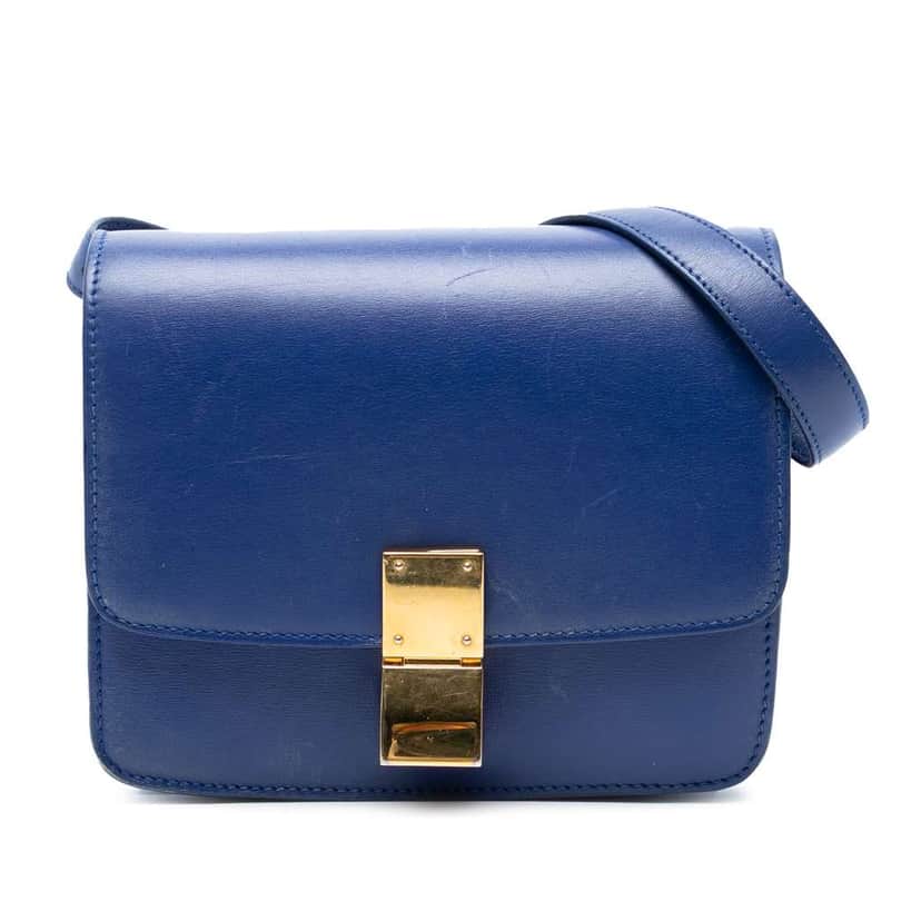Celine Small Calfskin Classic Box Blue Leather Good condition - Front View