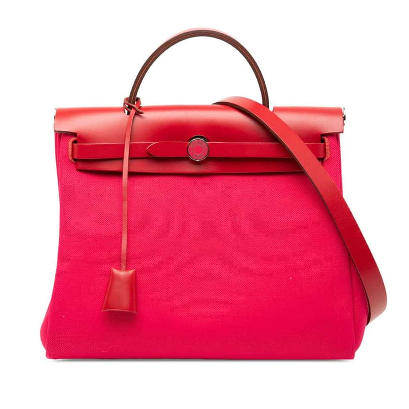 Hermès Toile Herbag Zip 31 Laque Pink Canvas Good condition - Front View