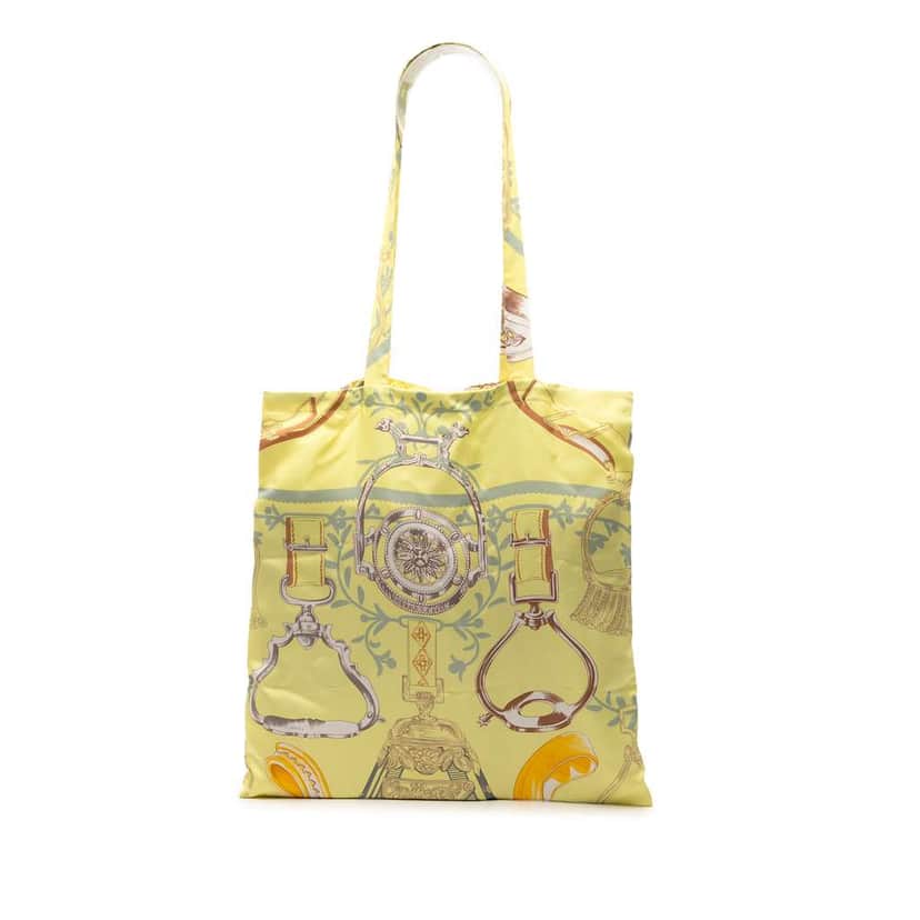 Hermès Etriers Silk So Tote Yellow Silk Very good condition - Front View