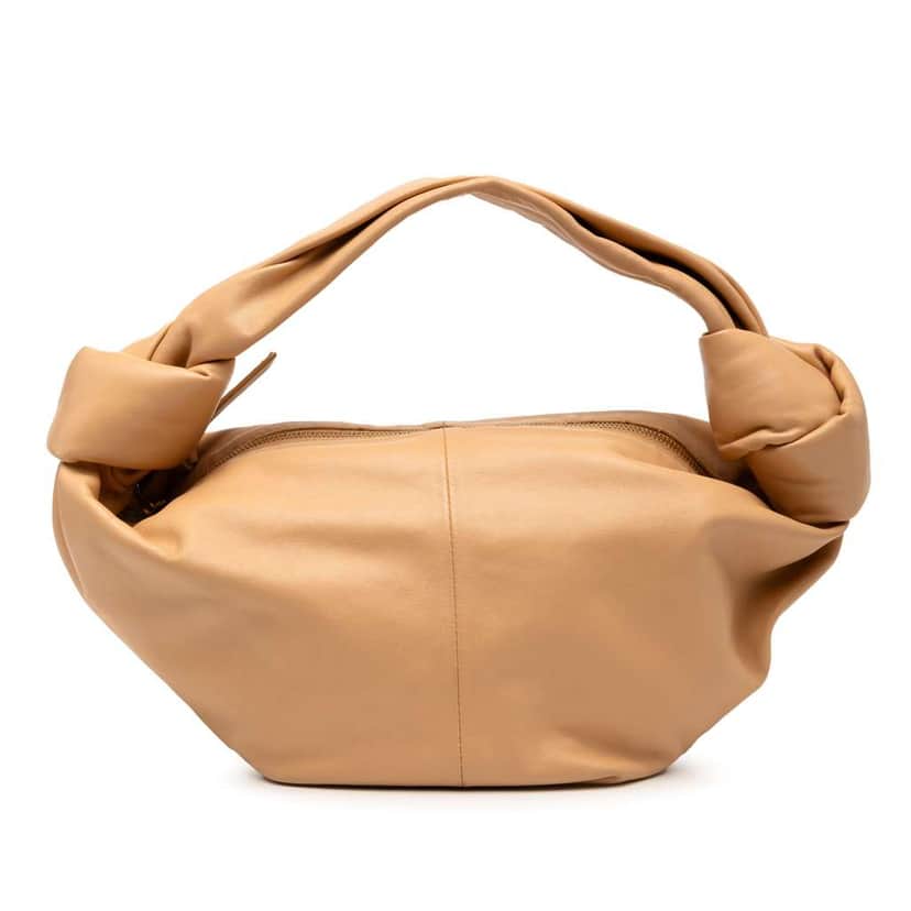 Bottega Veneta Mini Calfskin Double Knot Bag Brown Leather Good condition - Front View