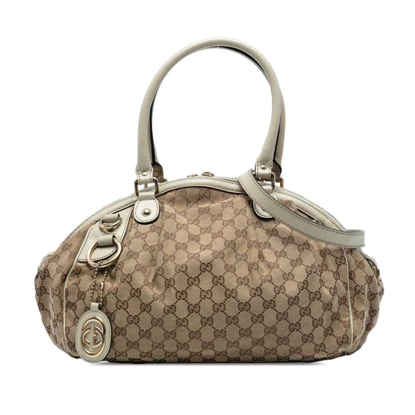 Gucci GG Canvas Sukey Satchel Brown Canvas Good condition - Front View