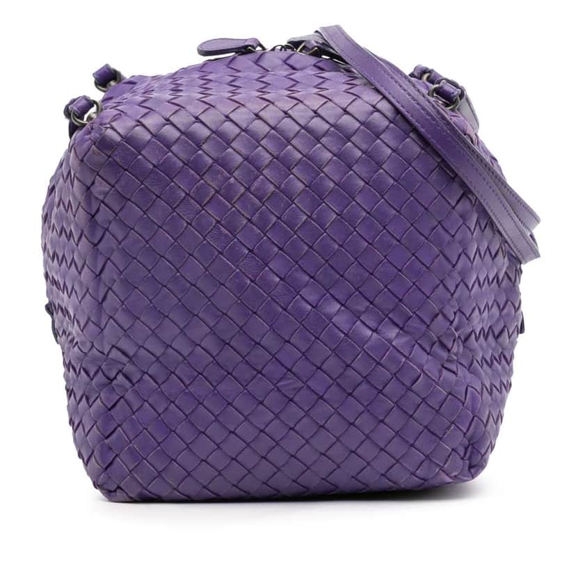 Bottega Veneta Nappa Intrecciato Cube Crossbody Purple Leather Very good condition - Front View