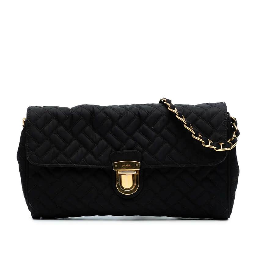 Prada Impuntu Tessuto Chain Crossbody Black Good condition - Front View