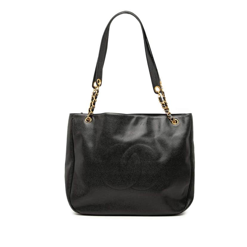 Chanel CC Caviar Chain Tote Black Leather Good condition - Front View