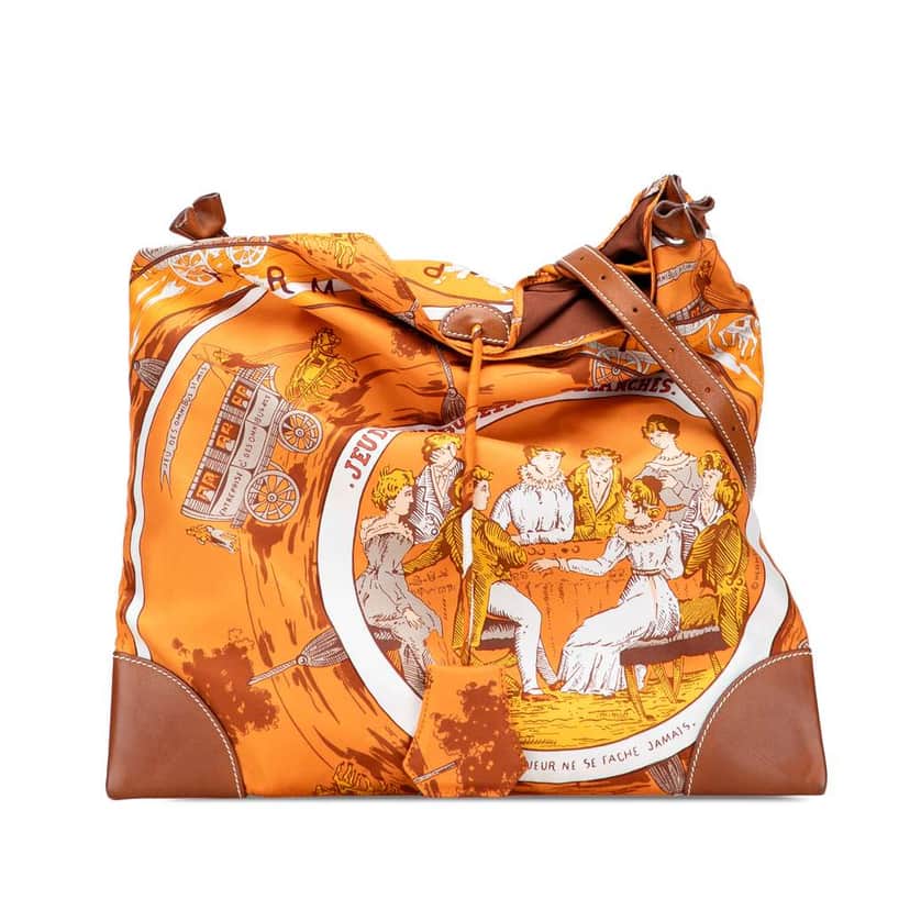 Hermès Jeu des Omnibus et Dames Blanches Silky Pop Crossbody Orange Silk Good condition - Front View