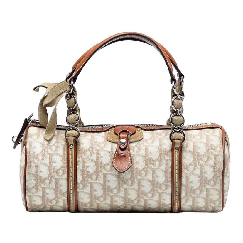 Dior Diorissimo Trotter Coated Canvas Romantique Handbag Brown Canvas Good condition - Front View