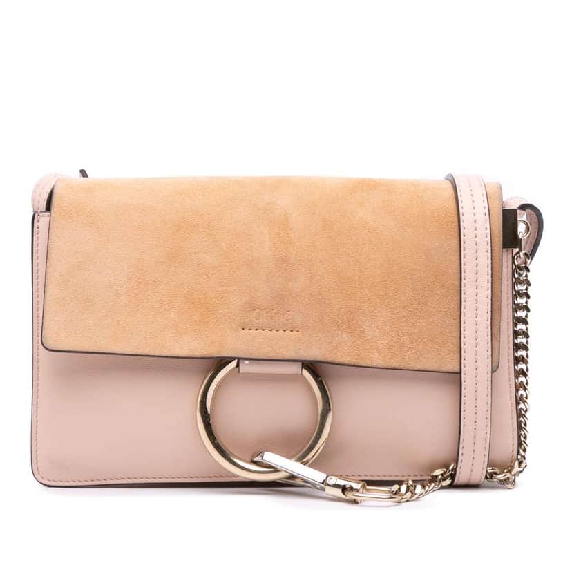 Chloé Small Suede and Calfskin Faye Crossbody Pink Leather Good condition - Front View