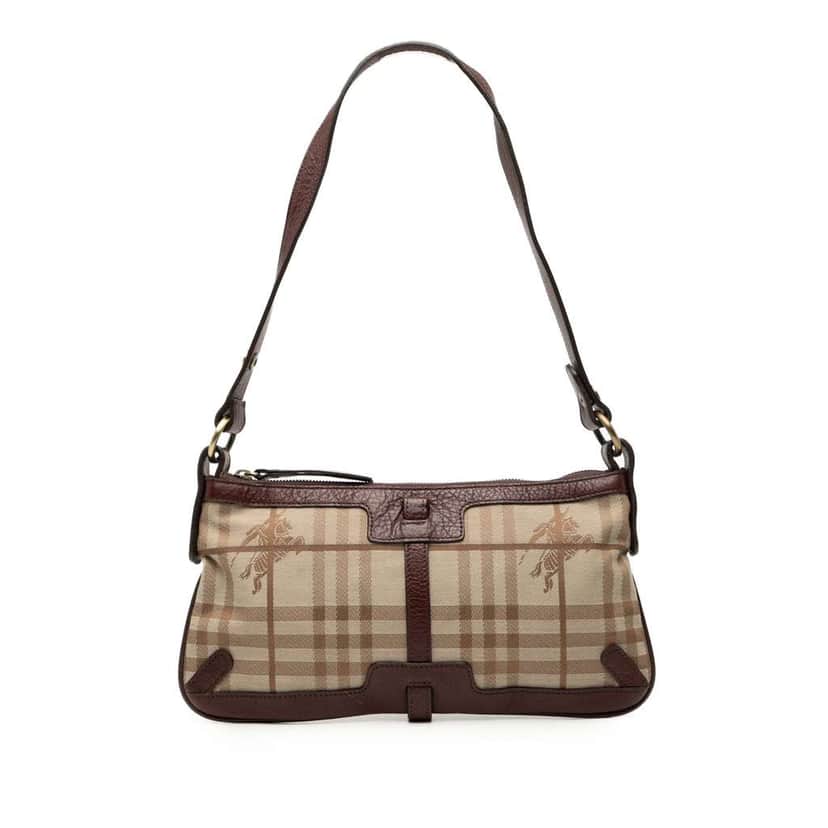 Burberry Haymarket Check Canvas Shoulder Bag Brown Canvas Good condition - Front View