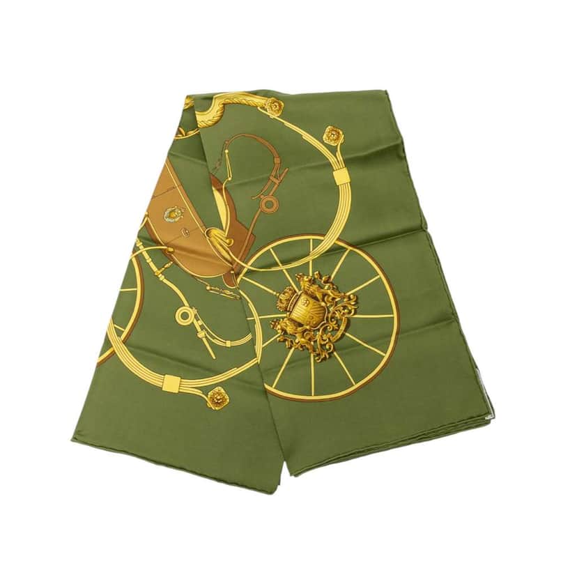 Hermès Springs Silk Scarf Green Silk Good condition - Front View