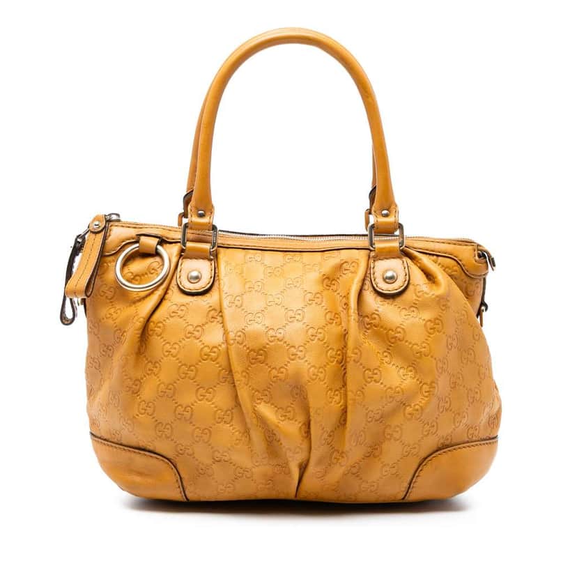 Gucci Guccissima Sukey Satchel Yellow Leather Very good condition - Front View
