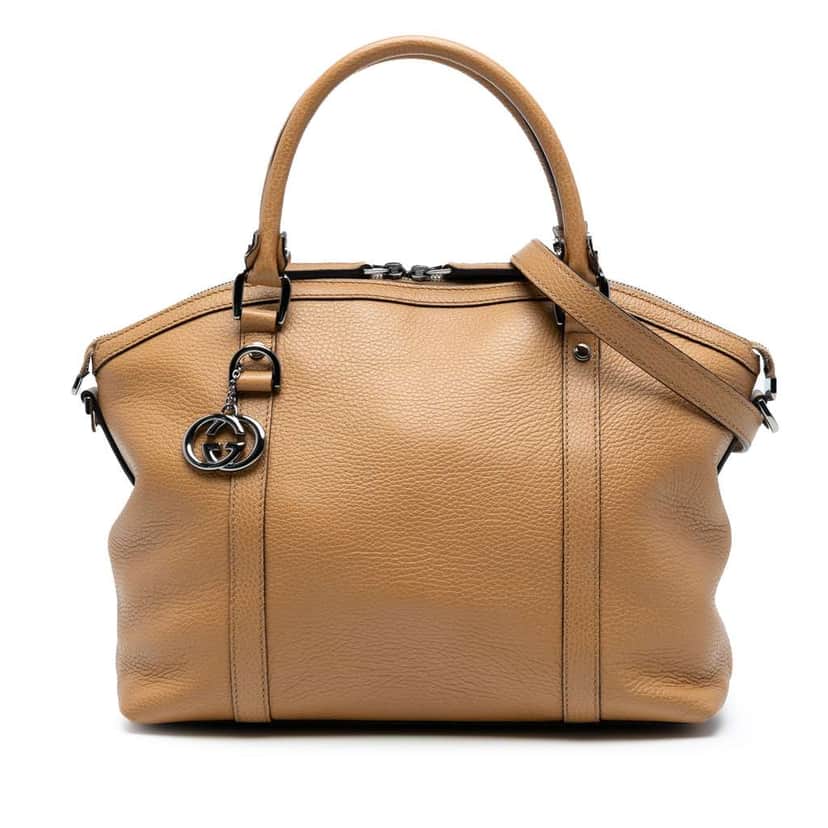Gucci Leather GG Charm Dome Satchel Brown Leather Good condition - Front View