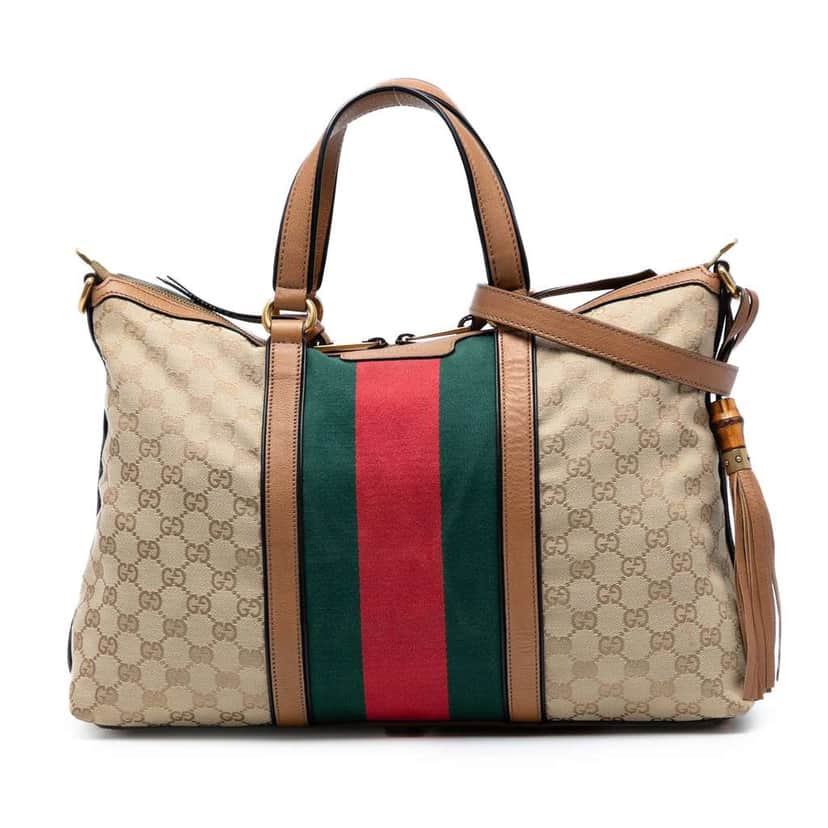 Gucci Medium GG Canvas Rania Top Handle Bag Brown Canvas Good condition - Front View