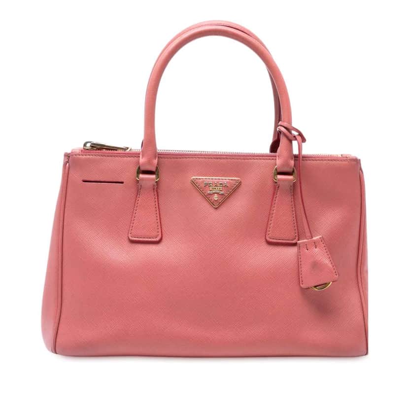 Prada Small Saffiano Lux Galleria Double Zip Satchel Pink Leather Good condition - Front View