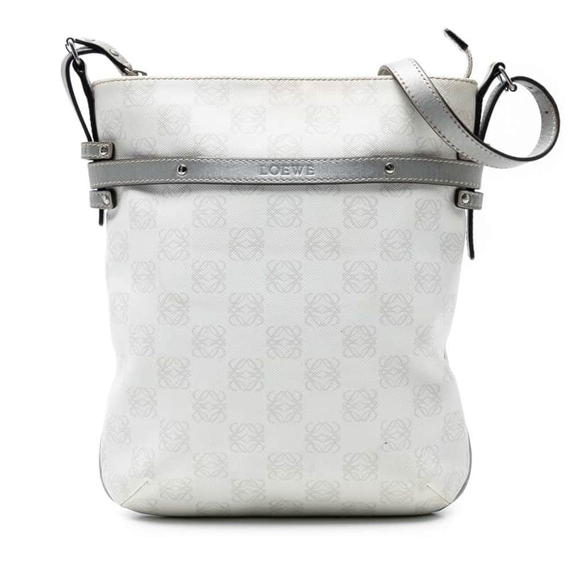 Loewe Anagram Coated Canvas Crossbody White Canvas Very good condition - Front View