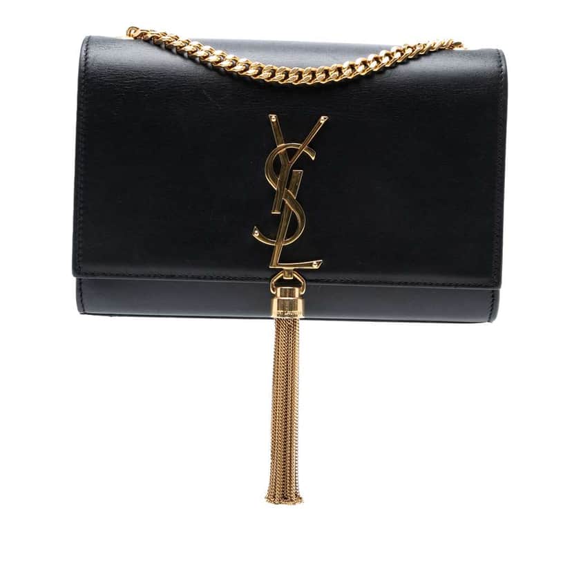 Saint Laurent Small Leather Monogram Kate Tassel Crossbody Black Leather Good condition - Front View