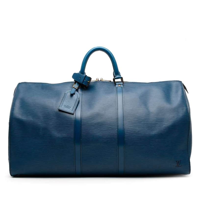 Louis Vuitton Epi Keepall 55 Blue Leather Good condition - Front View
