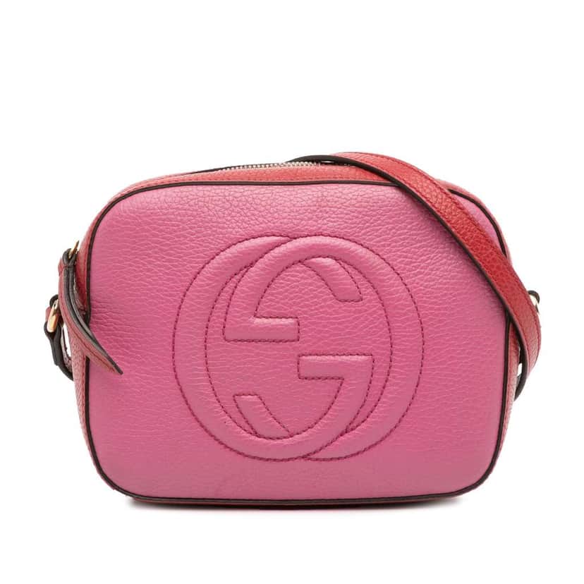 Gucci Small Bicolor Leather Soho Disco Crossbody Pink Leather Very good condition - Front View