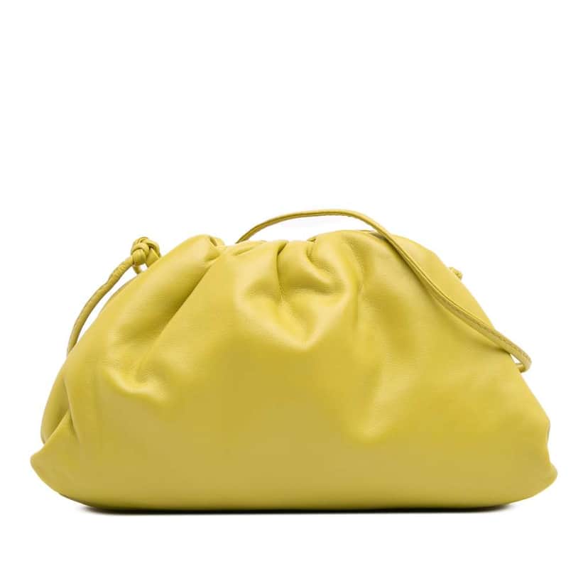 Bottega Veneta Lambskin The Mini Pouch Crossbody Yellow Leather Good condition - Front View