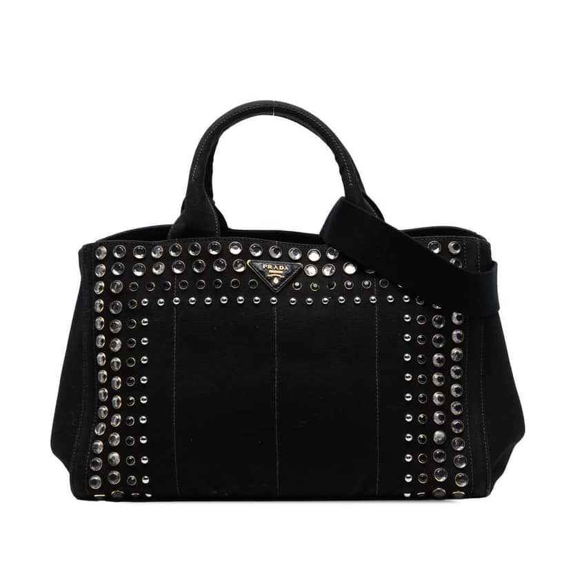 Prada Canvas Canapa Bijoux Satchel Black Canvas Good condition - Front View