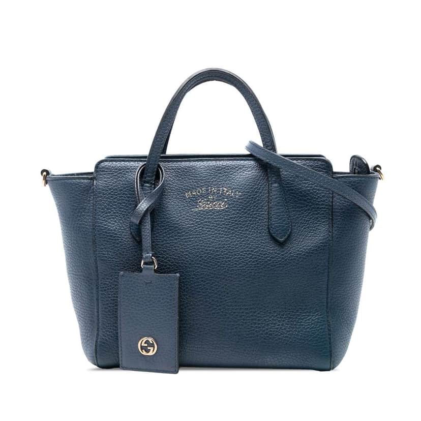Gucci Mini Leather Swing Satchel Blue Leather Good condition - Front View