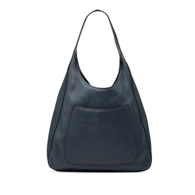 Prada Vitello Daino Pocket Hobo Blue Leather Good condition - Front View