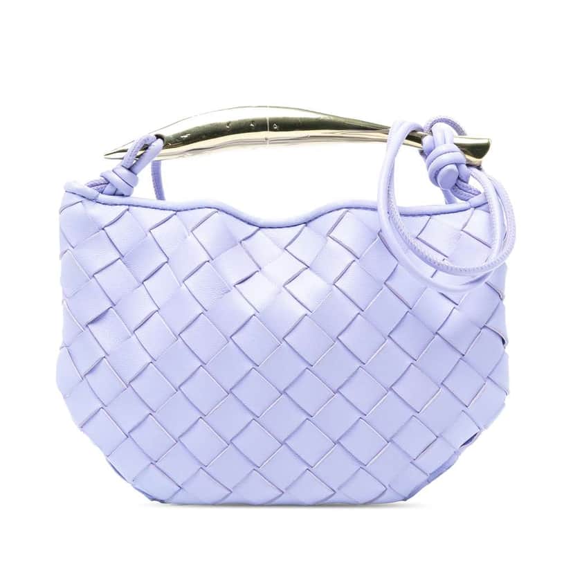 Bottega Veneta Baby Lambskin Intrecciato Sardine Bag Purple Leather Good condition - Front View