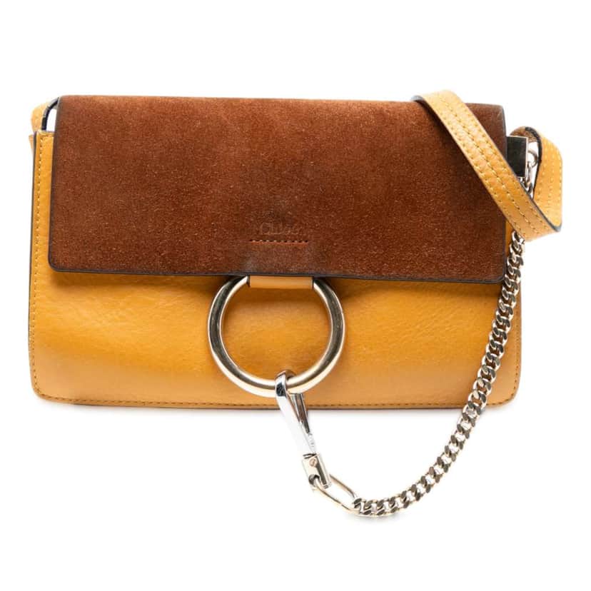 Chloé Small Suede and Calfskin Faye Crossbody Yellow Leather Good condition - Front View