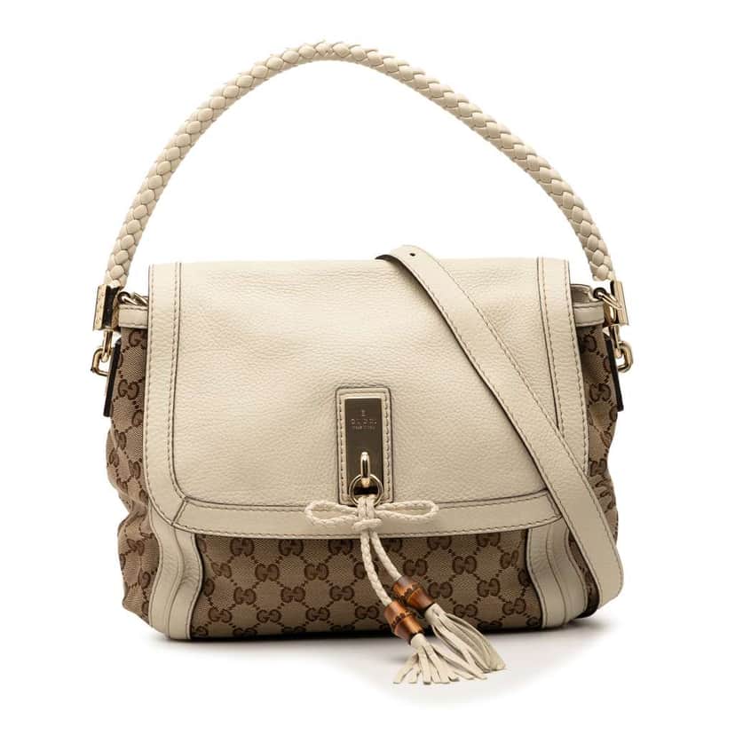Gucci GG Canvas Bella Flap Satchel Brown Canvas Very good condition - Front View