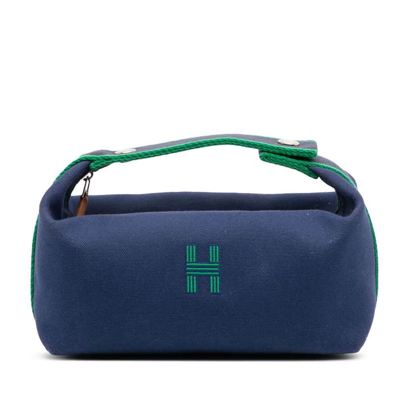 Hermès Small Canvas Bride A Brac Case Blue Canvas Good condition - Front View