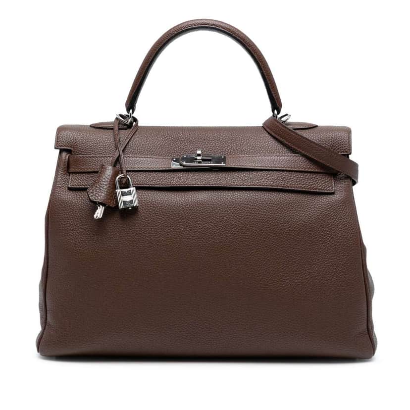 Hermès Togo Kelly II Retourne 35 Brown Leather Good condition - Front View