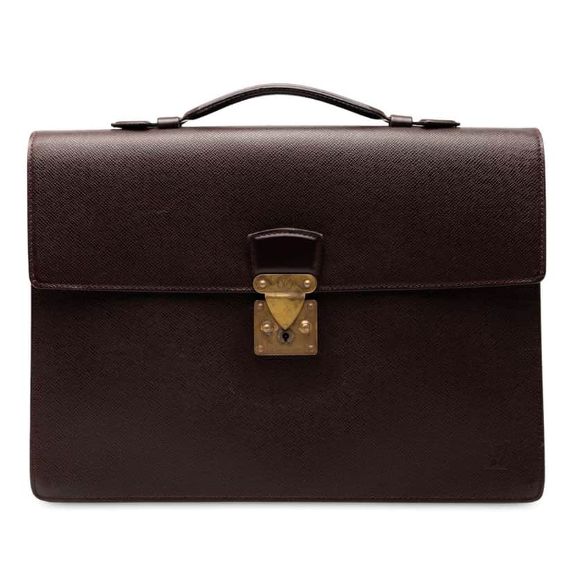 Louis Vuitton Taiga Serviette Kourad Briefcase Red Leather Good condition - Front View