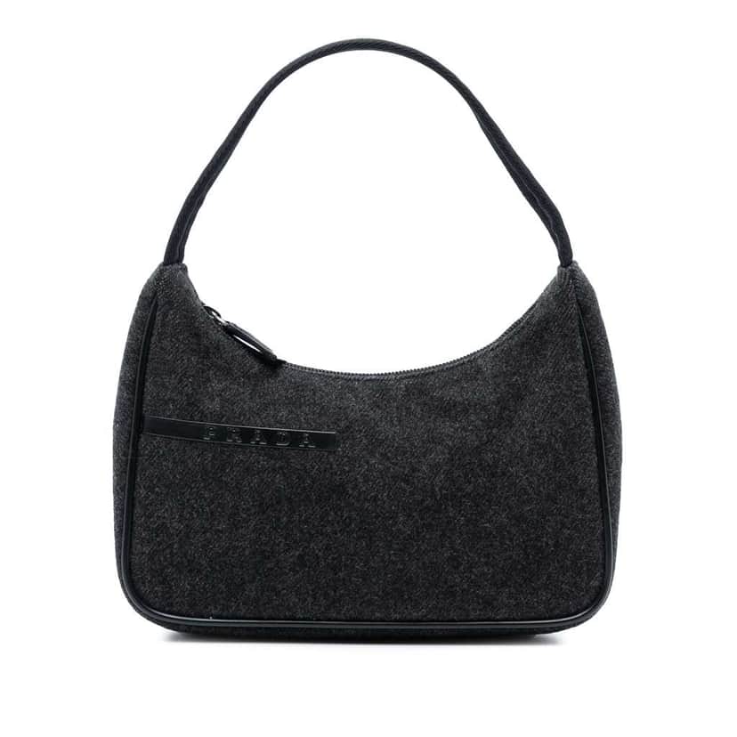 Prada Wool Sport Shoulder Bag Grey Wool Good condition - Front View