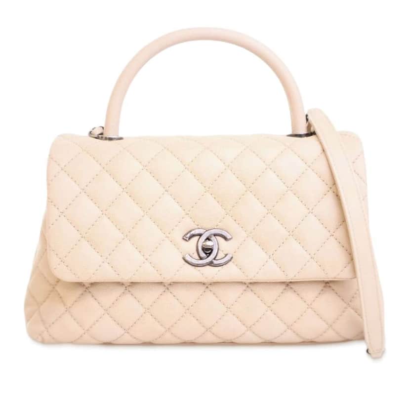 Chanel Medium Quilted Caviar Coco Top Handle Bag Brown Leather Good condition - Front View